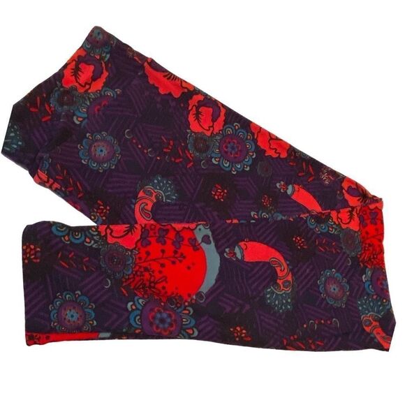 1280 LuLaRoe Size T & C Leggings Purple Red Space Print New - Picture 1 of 4